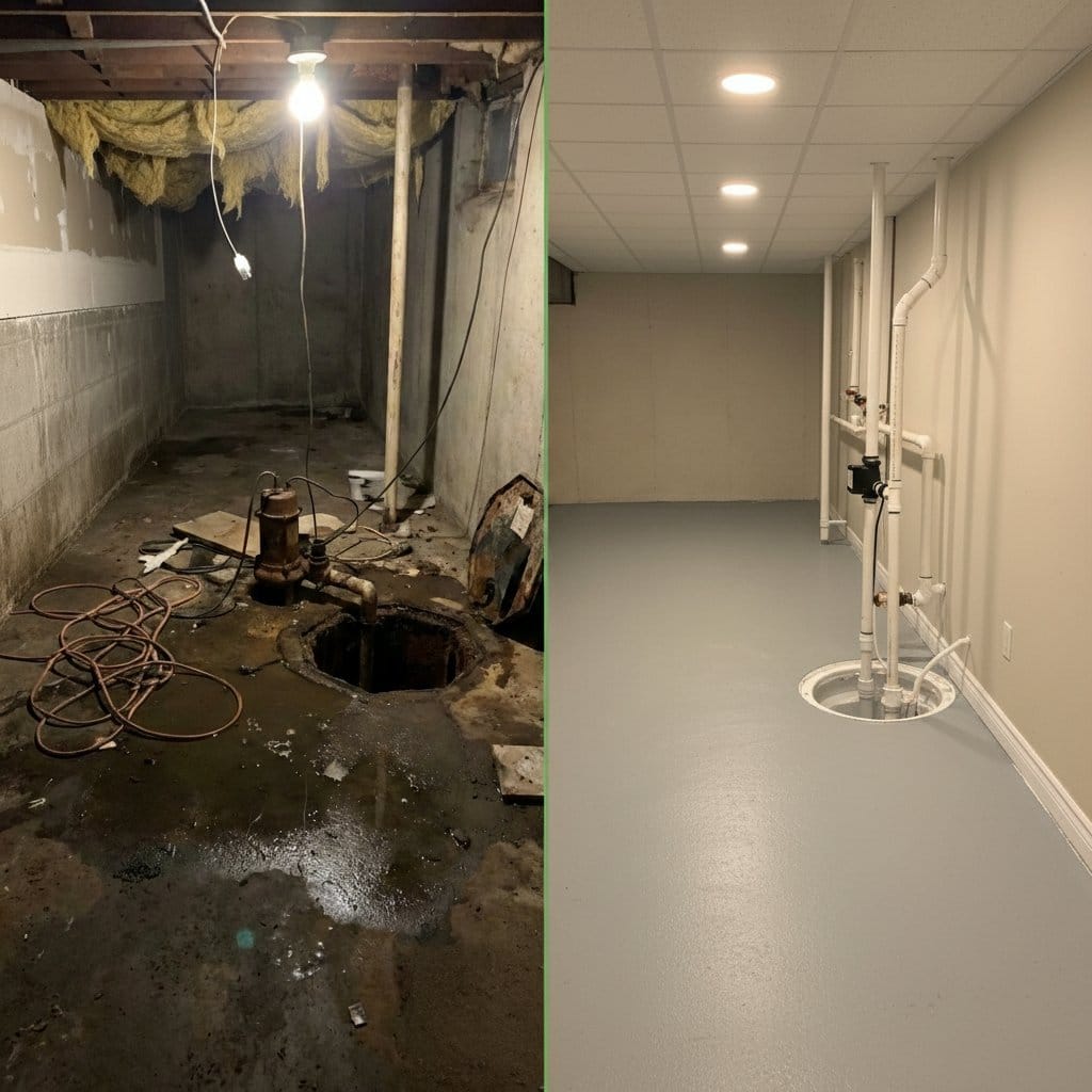 Basement Flood Cleanup restoration — crawl space of multi-family property in Ridgewood, NJ
