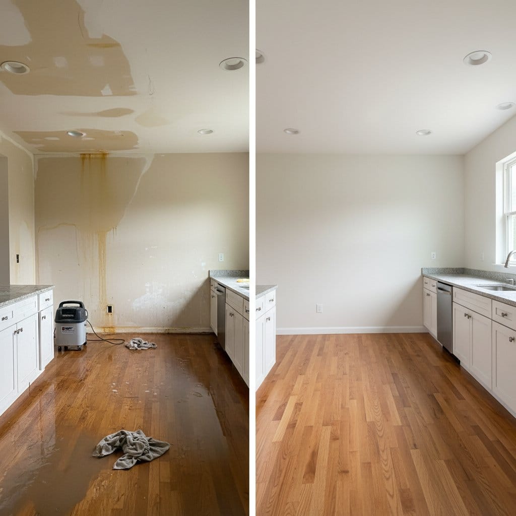 Sewage Backup Cleanup restoration — home kitchen of two-story residence in Ridgewood, NJ